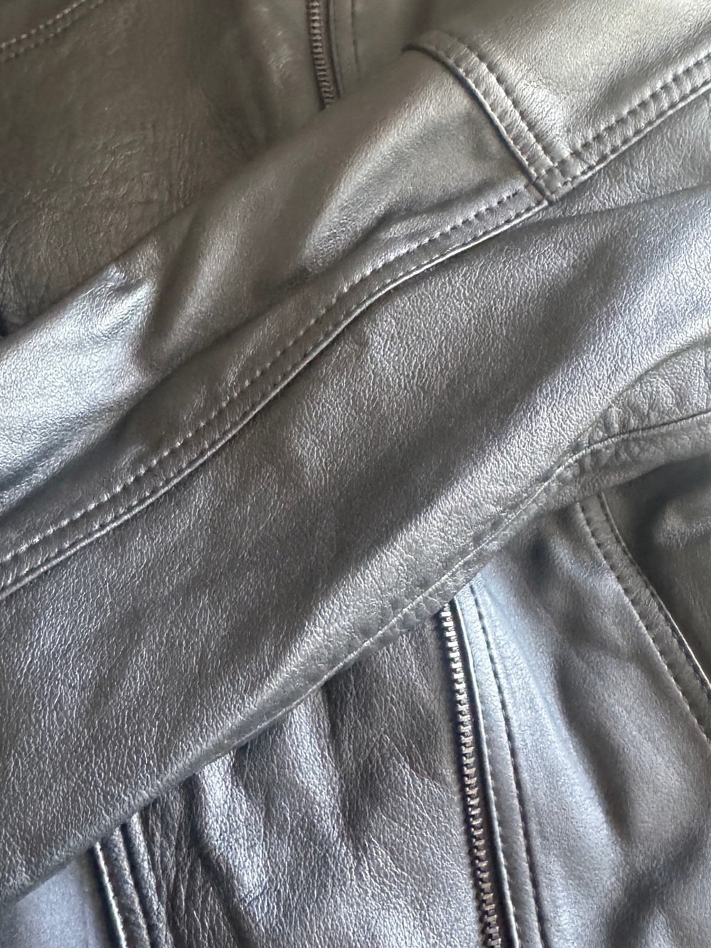 Like NEW 100% REAL Leather Jacket Women Black- Classic Zip From Ecuador - Picture 5 of 6
